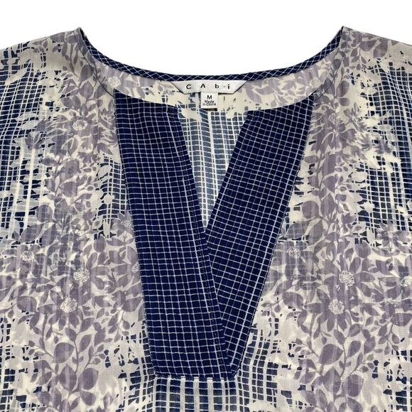 CAbi Sheer Floral Print Stitch Placket Blouse Sz M - Picture 7 of 10